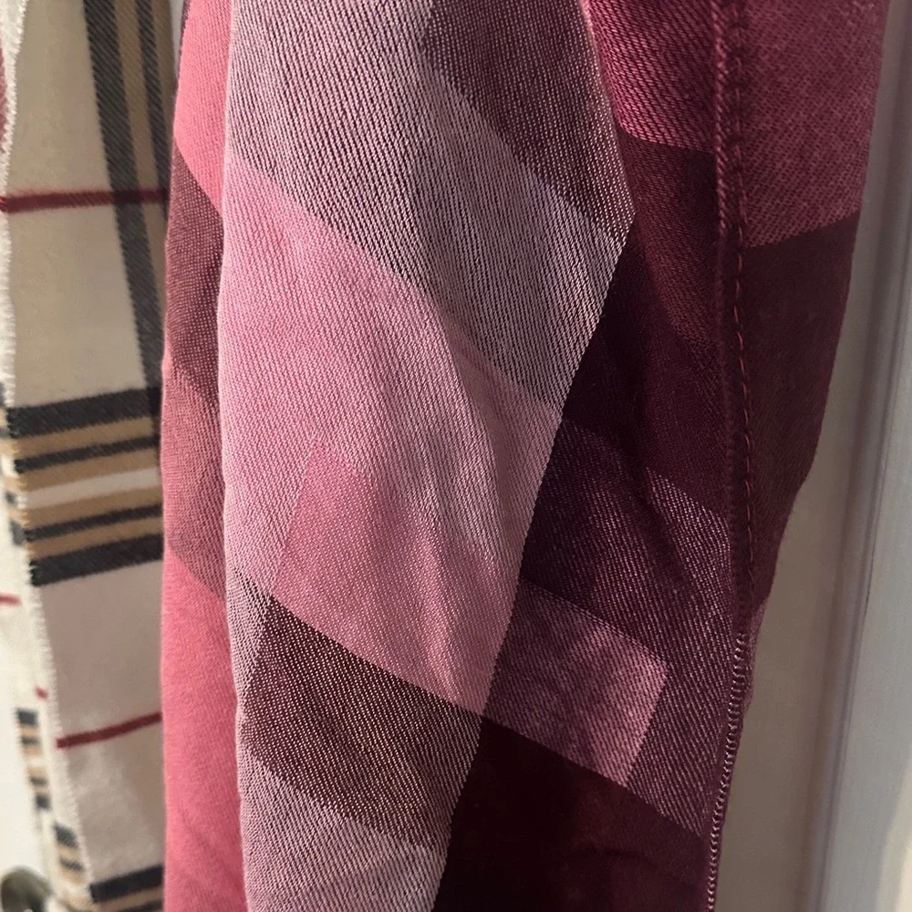 Two Winter Plaid Scarves - Cream and Pink